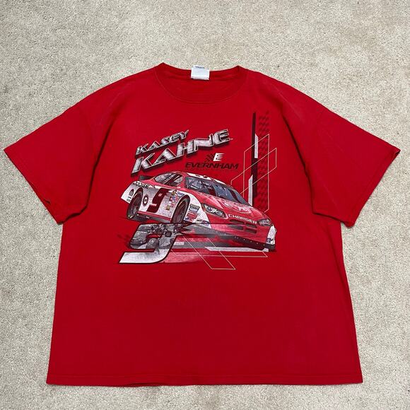 Vintage 2000s Kasey Kahne Double Sided NASCAR Red Tee XL - Picture 1 of 7
